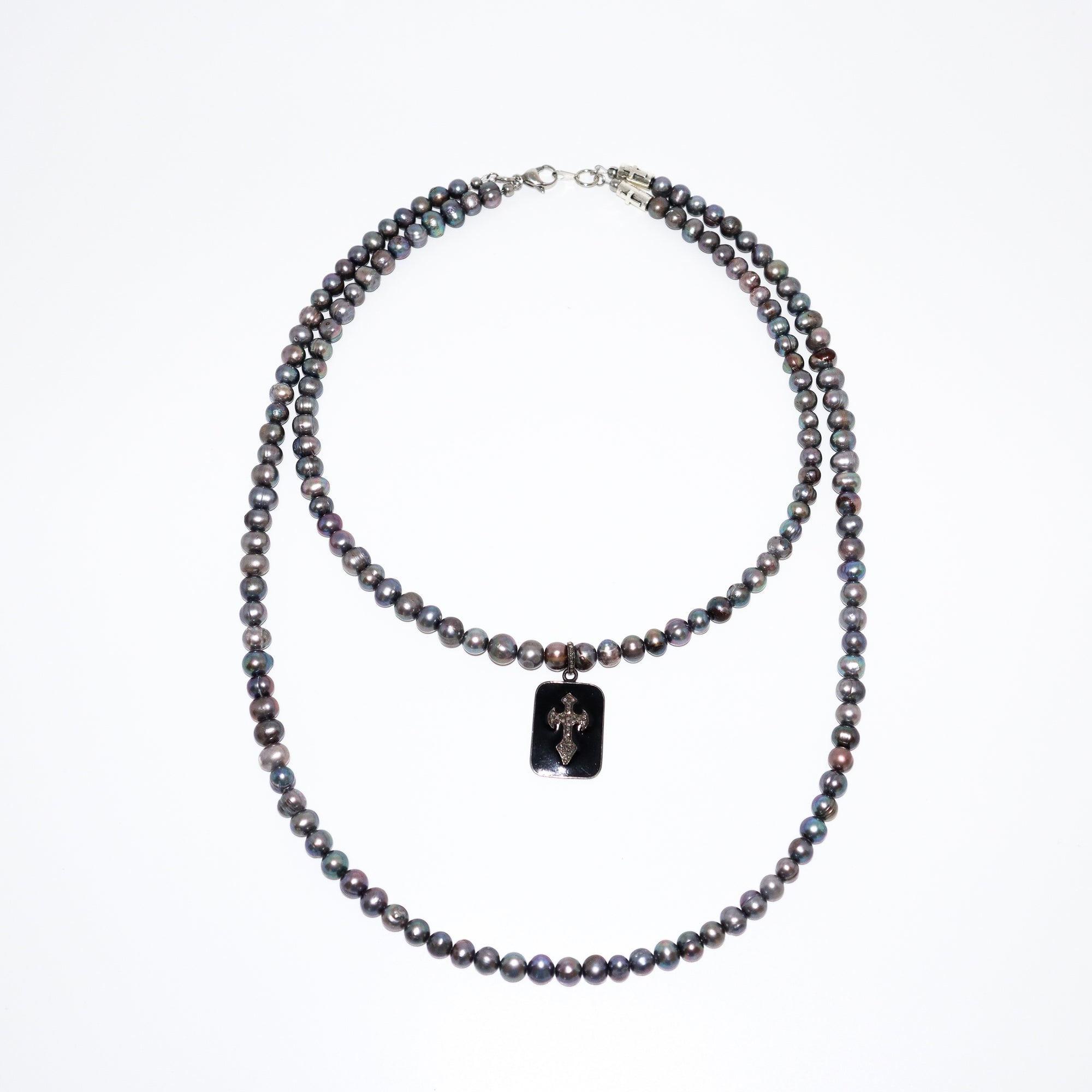 VINTAGE PERAL CROSS NECKLACE